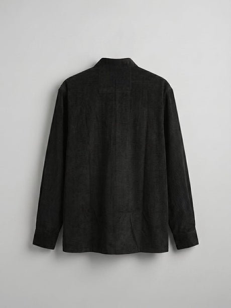 Black Mandarin Frog Buttoned Longline Shirt Shirts Fugazee 