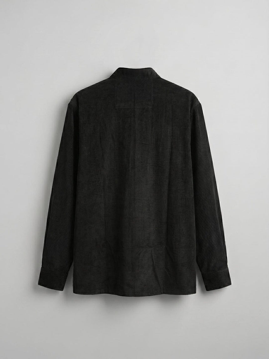 Black Mandarin Frog Buttoned Longline Shirt Shirts Fugazee 