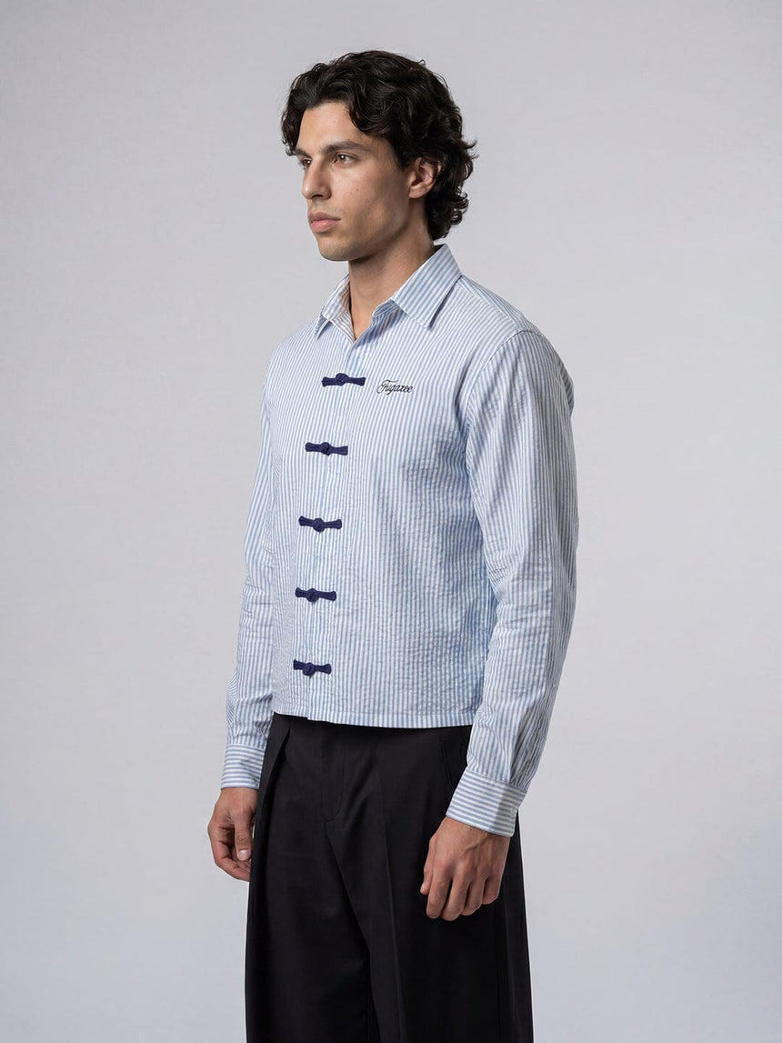 Ice Striped Frog Buttoned Cropped Shirt Shirts Fugazee 