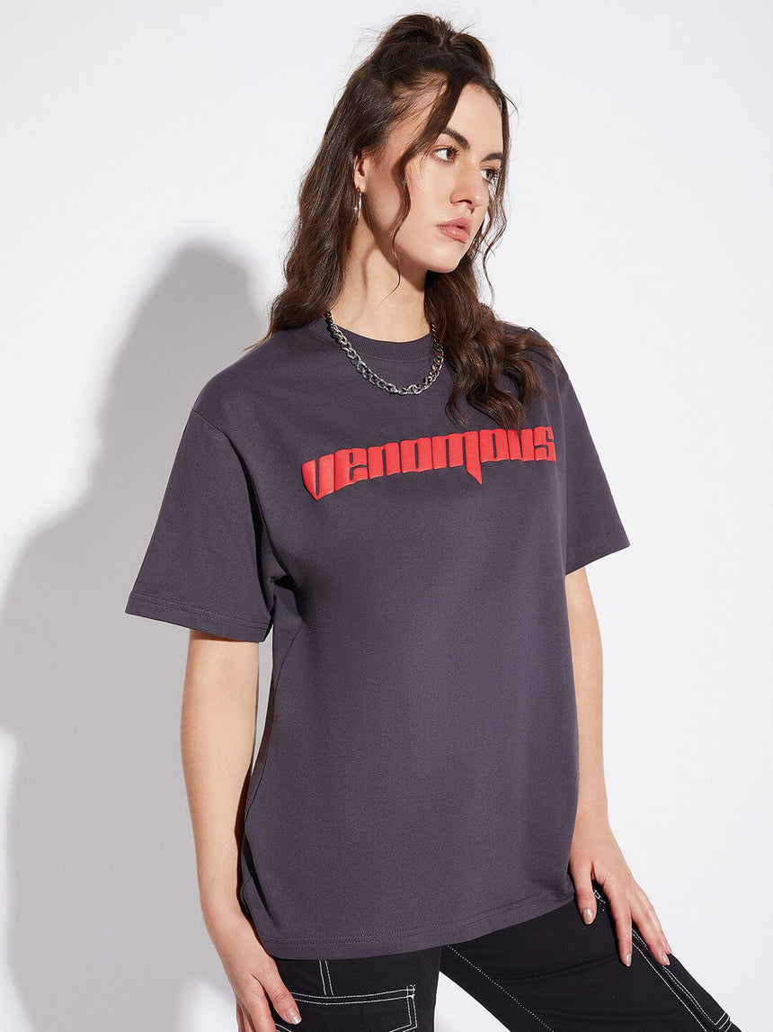 Grey Venomous Snake Unisex Oversized Tshirt T-shirts Fugazee 