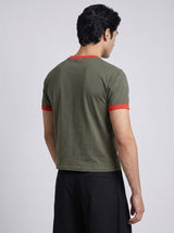 Khaki Ringer Cropped Tshirt