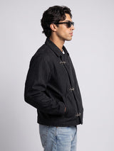 Black Croc Textured Fireman Clasp Harrington Jacket Jackets Fugazee 