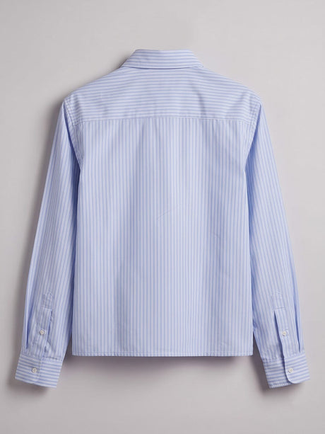Heather Blue Pinstriped Cropped Shirt Shirts Fugazee 