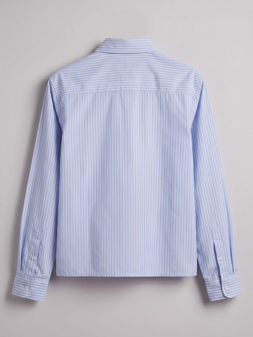 Heather Blue Pinstriped Cropped Shirt Shirts Fugazee 
