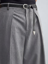 Grey Pleated Tailored Trousers Trousers Fugazee 