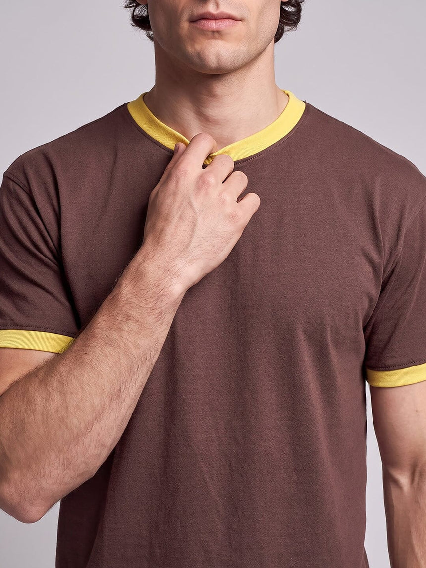 Brown Ringer Cropped Tshirt T-Shirts Fugazee 