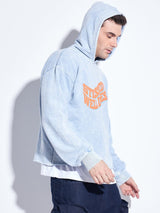 Sky Pigment Washed Graphic Cropped Hoodie