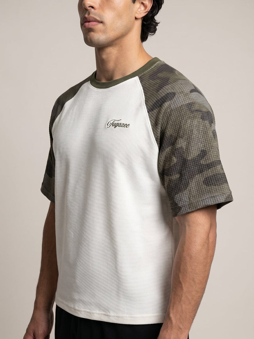 White And Camo Raglan Short Sleeve Tshirt T-Shirts Fugazee 
