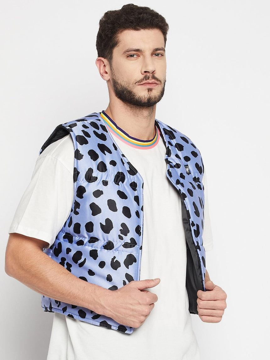 Blue Leopard Quilted Gillet Jackets Fugazee 