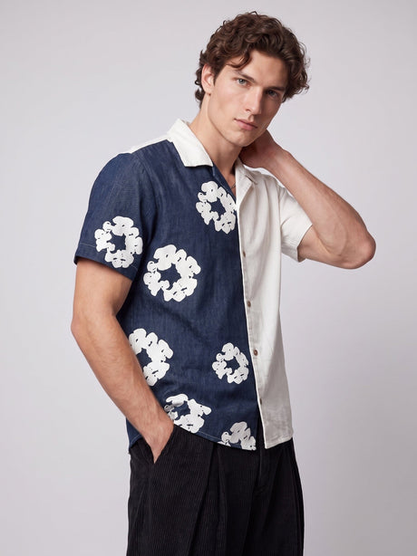 Floral Split Corduroy Denim Shirt Shirts Fugazee 