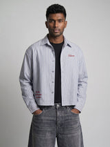 Heather Blue Striped Cropped Shirt Shirts Fugazee 