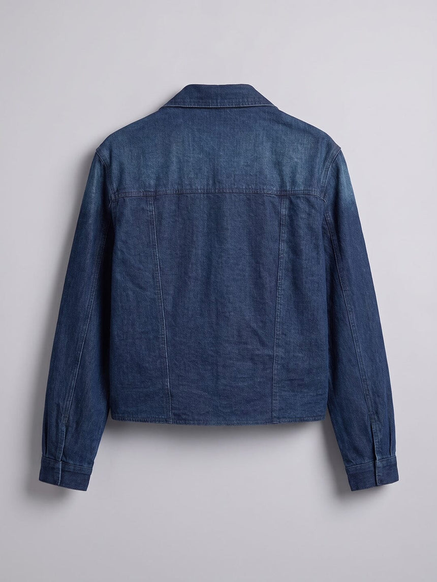 Indigo Blazer Style Cropped Clasped Jacket Jackets Fugazee 