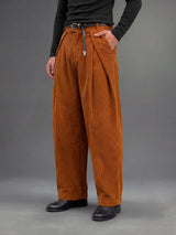 Mustard Orange Pleated Corduroy Korean Pants Trousers Fugazee 