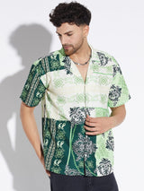Green Baroque Print Cuban Shirt Shirts Fugazee 