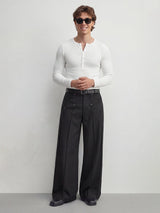 Black Rivet Pleated Trousers Trousers Fugazee 