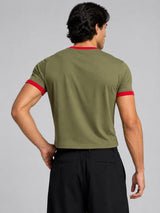 Khaki Ringer Cropped Tshirt T-Shirts Fugazee 