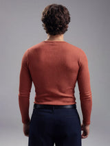 Rust Ribbed Henley Longsleeves Tshirt T-Shirts Fugazee 