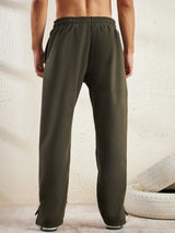 Khaki Polar Fleece Boot Cut Joggers Trackpants Fugazee 