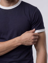 Navy Cropped Ringer Tshirt T-Shirts Fugazee 