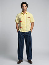 Yellow Checkered Seersucker Cropped Shirt Shirts Fugazee 