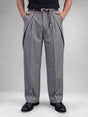 Grey Striped Pleated Korean Pants Trousers Fugazee 