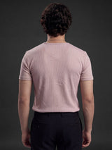 Tropical Peach Ribbed Henley Short Sleeves Tshirt T-Shirts Fugazee 