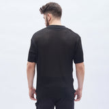 Black Textured Knit Polo Tshirt T-shirts Fugazee 