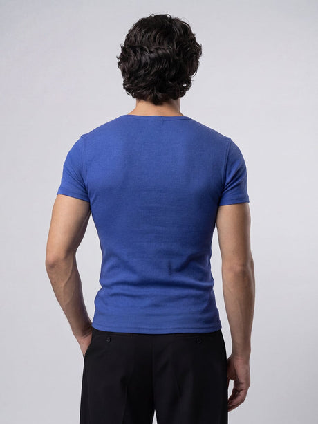 Royal Blue Short Sleeve Henley Tshirt T-Shirts Fugazee 