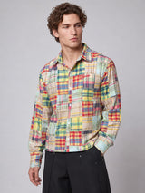Multicolour Patchwork Plaid Cropped Shirt Shirts Fugazee 