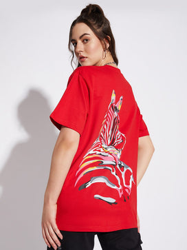 Red Zebra Graphic Unisex Oversized Tshirt