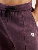 Mauve Dyed Raw Front Slit Relaxed Fit Joggers
