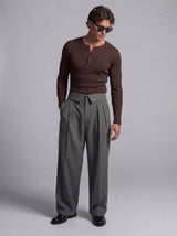 Coffee Ribbed Henley Longsleeves Tshirt T-Shirts Fugazee 