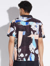 Black Floral Print Cuban Shirt