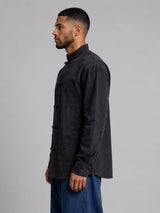 Black Mandarin Frog Buttoned Longline Shirt Shirts Fugazee 
