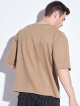 Beige Oversized Elbow Sleeve Tee T-shirts Fugazee 