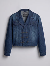 Indigo Blazer Style Cropped Clasped Jacket Jackets Fugazee 
