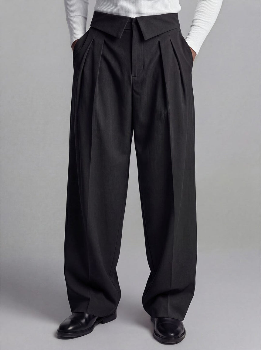 Black Inverted Waist Tailored Trousers Trousers Fugazee 