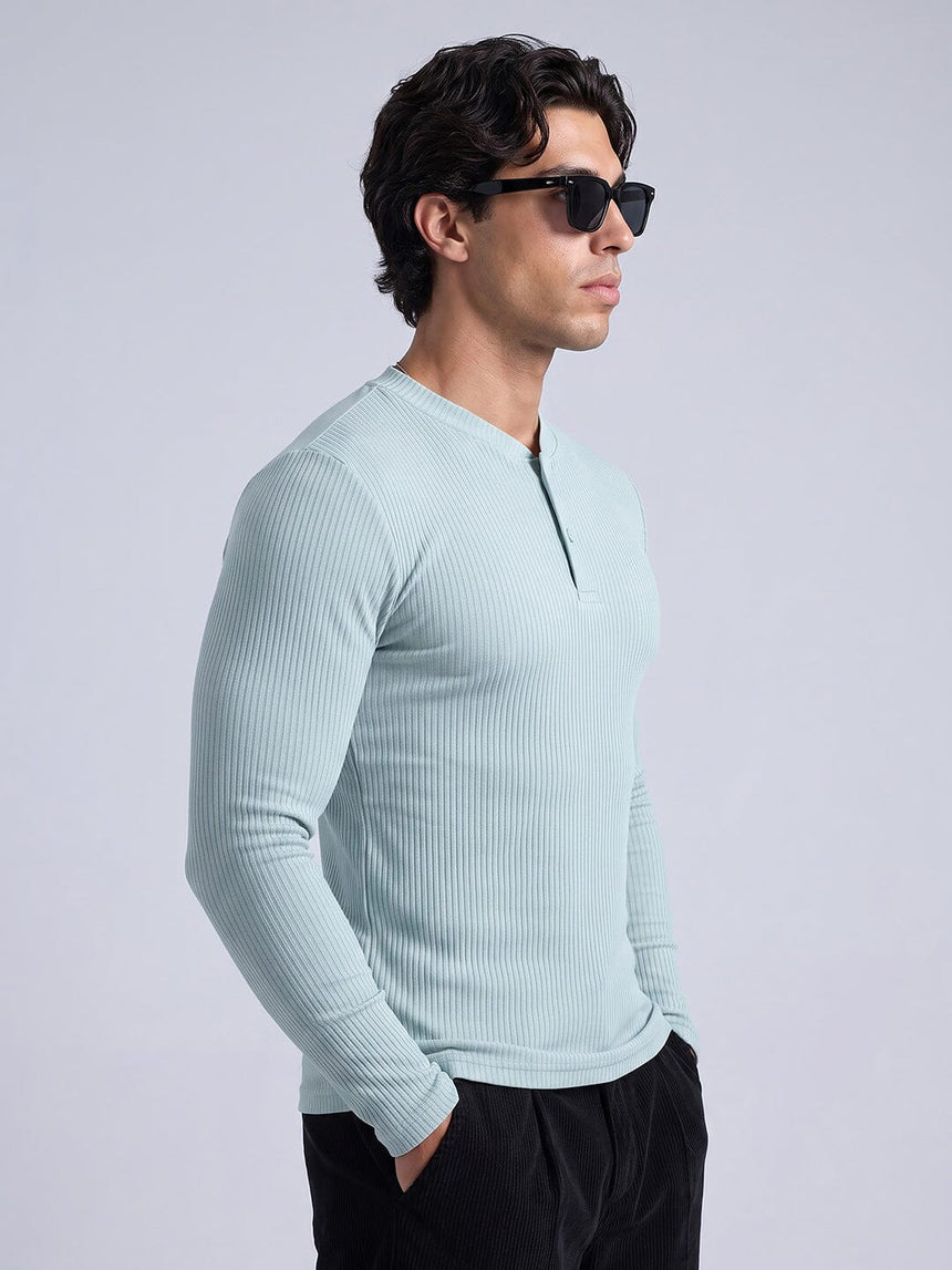Aqua Parker Ribbed Henley Tshirt T-Shirts Fugazee 