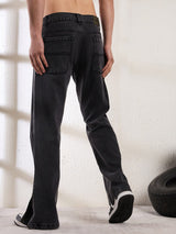 Black Contrast Patched Flared Zipped Denim Jeans Fugazee 