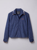 Nautical Blue Corduroy Double Collared Cropped Shirt Shirts Fugazee 
