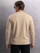 Beige Waffle Relaxed Henley Tshirt T-Shirts Fugazee 