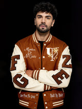 Brown Woollen Letterman Varsity Jacket Jackets Fugazee 