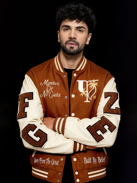 Brown Woollen Letterman Varsity Jacket Jackets Fugazee 