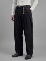 Black Corduroy Pleated Trousers Trousers Fugazee 