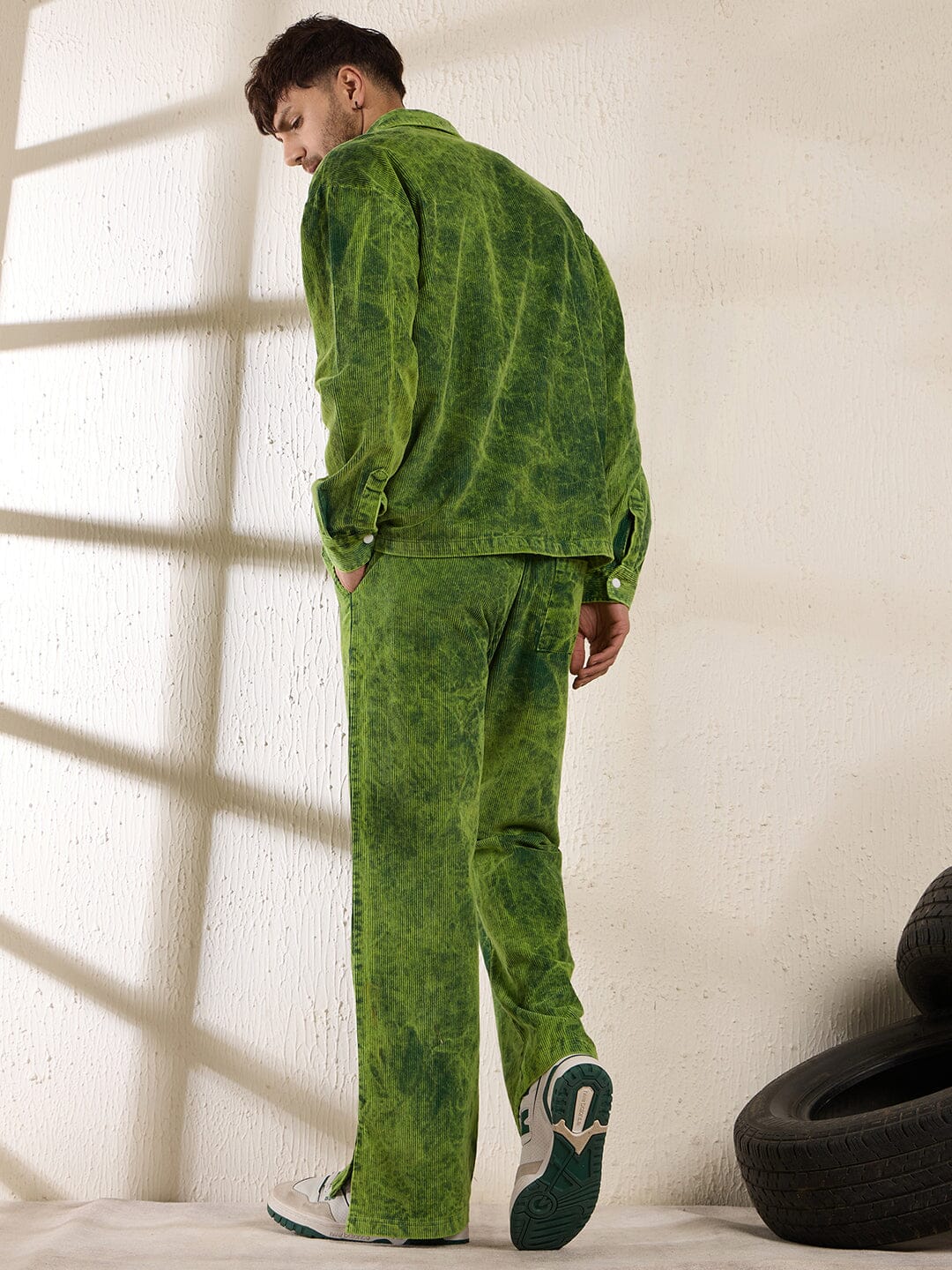 Neon Dyed Washed Cord Shacket and Trackpant Clothing set Fugazee FUGAZEE