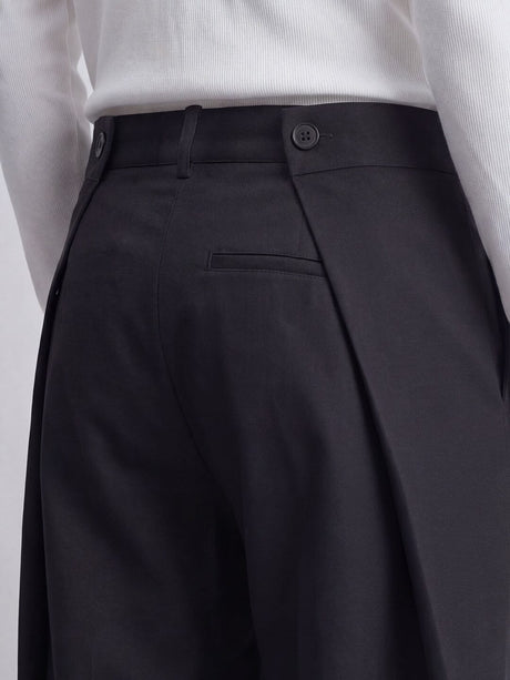 Black Switch-Flip Pleated Trousers Trousers Fugazee 
