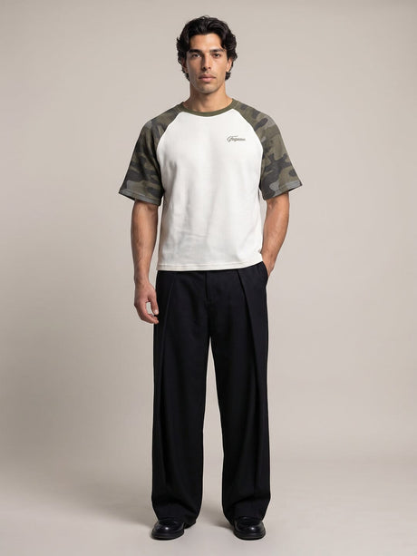 White And Camo Raglan Short Sleeve Tshirt T-Shirts Fugazee 