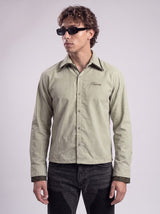 Sage Green Double Collared Cropped Corduroy Shirt Shirts Fugazee 