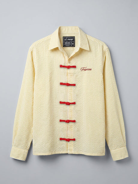 Lemon Striped Frog Buttoned Cropped Shirt Shirts Fugazee 