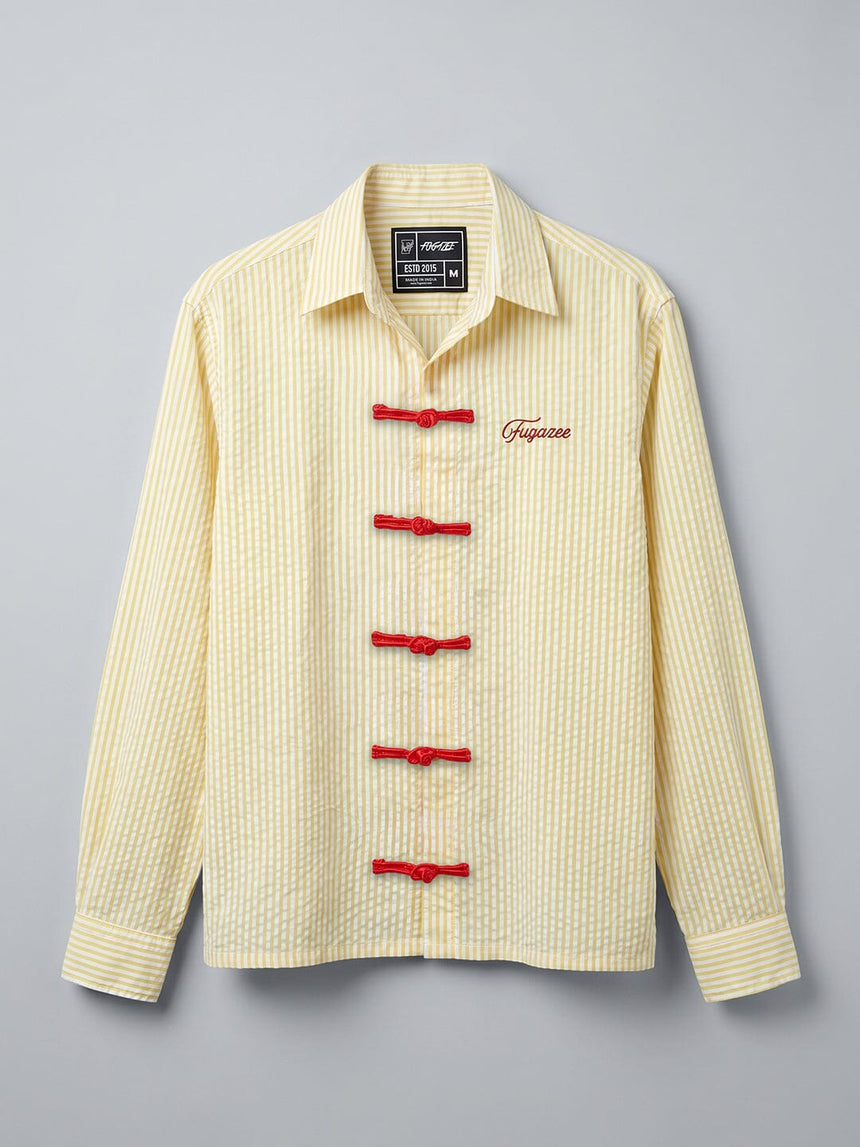 Lemon Striped Frog Buttoned Cropped Shirt Shirts Fugazee 